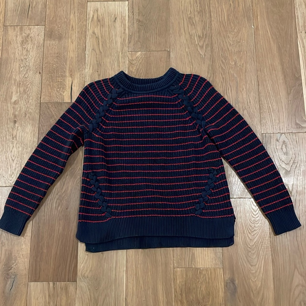 Vineyard Vines Striped Sweater with Braided Detail - M